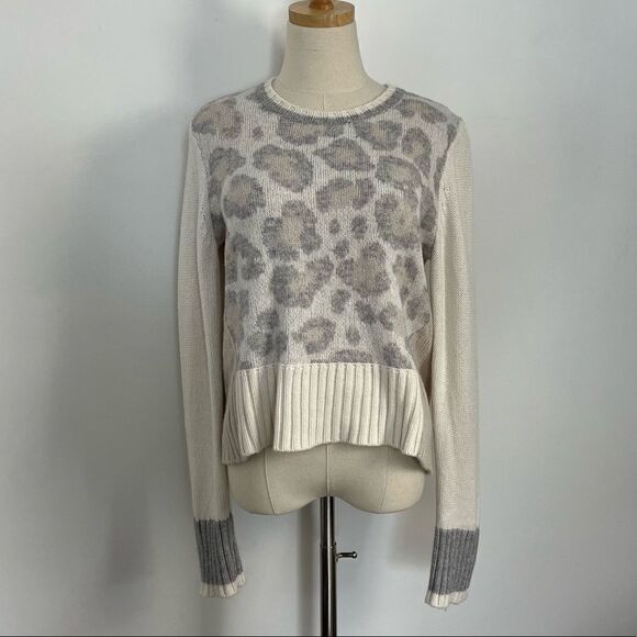 Splendid Mally Colorblock Sweater Leopard Animal Print Neutral Small - Picture 7 of 10